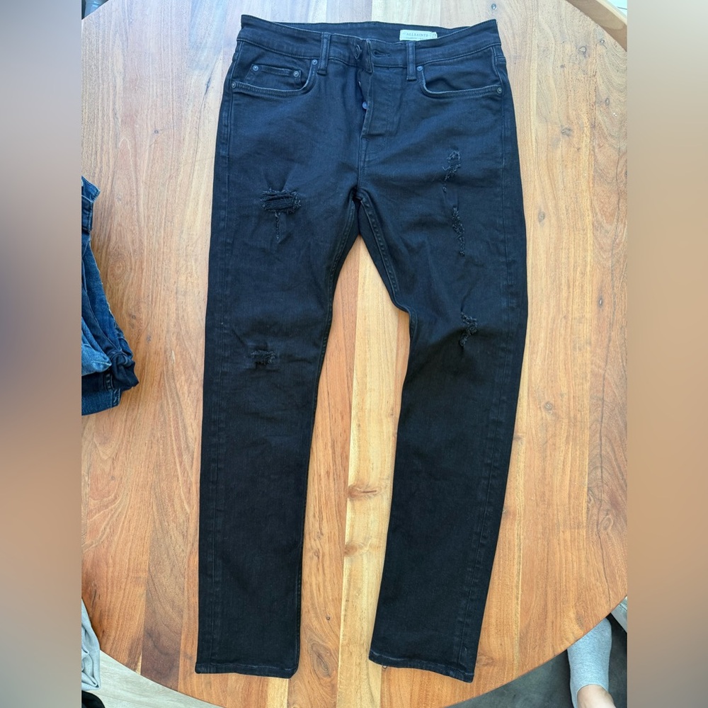 Men's Black All Saints Distressed Jeans